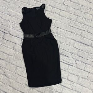 Emporio Armani Black Midi Dress with Leather Waist